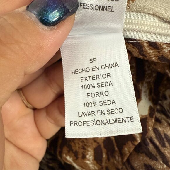 Bryan Bradley Silk Brown Animal Print Ruffle Ruched Ruffle Top Womens Small - Picture 8 of 9